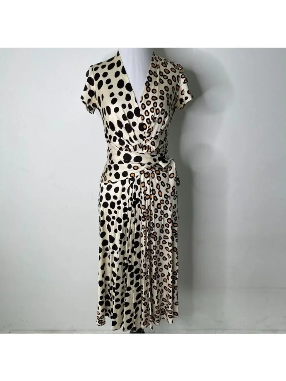 Issa London Silk Jersey Mixed Animal Print Wrap Midi Dress Women's US 6 - Picture 1 of 14